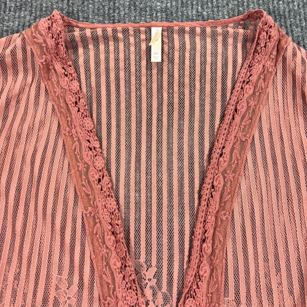 Xhilaration Lace Cardigan Women XXL Pink Mesh Bell Sleeve Open Front Boho